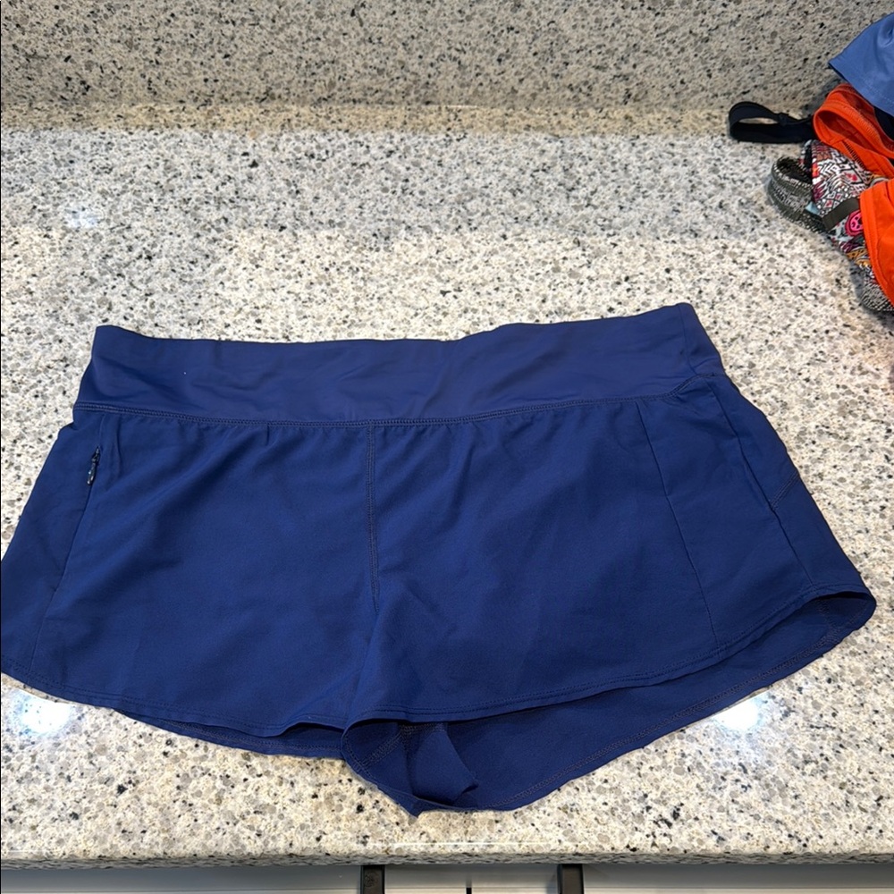 Title nine Blue Athletic Shorts with Skirt Overlay